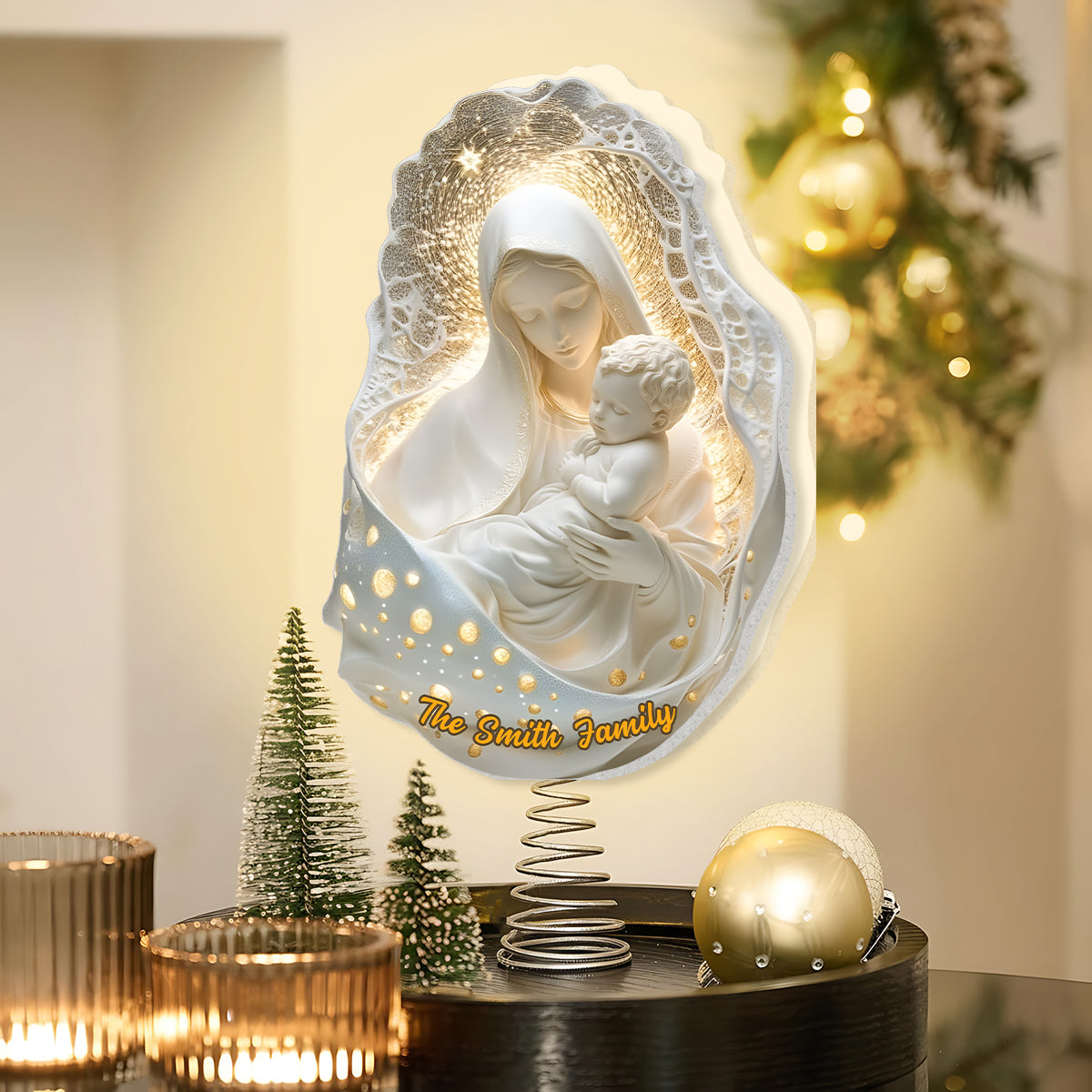Mother Of God - Personalized Christian LED Light Tree Topper