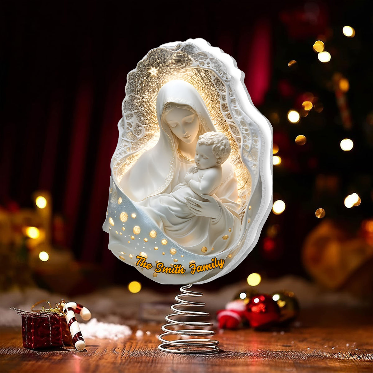 Mother Of God - Personalized Christian LED Light Tree Topper
