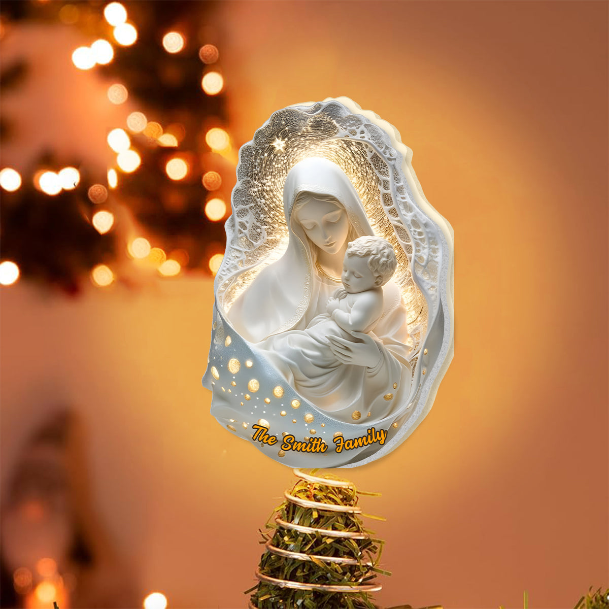 Mother Of God - Personalized Christian LED Light Tree Topper