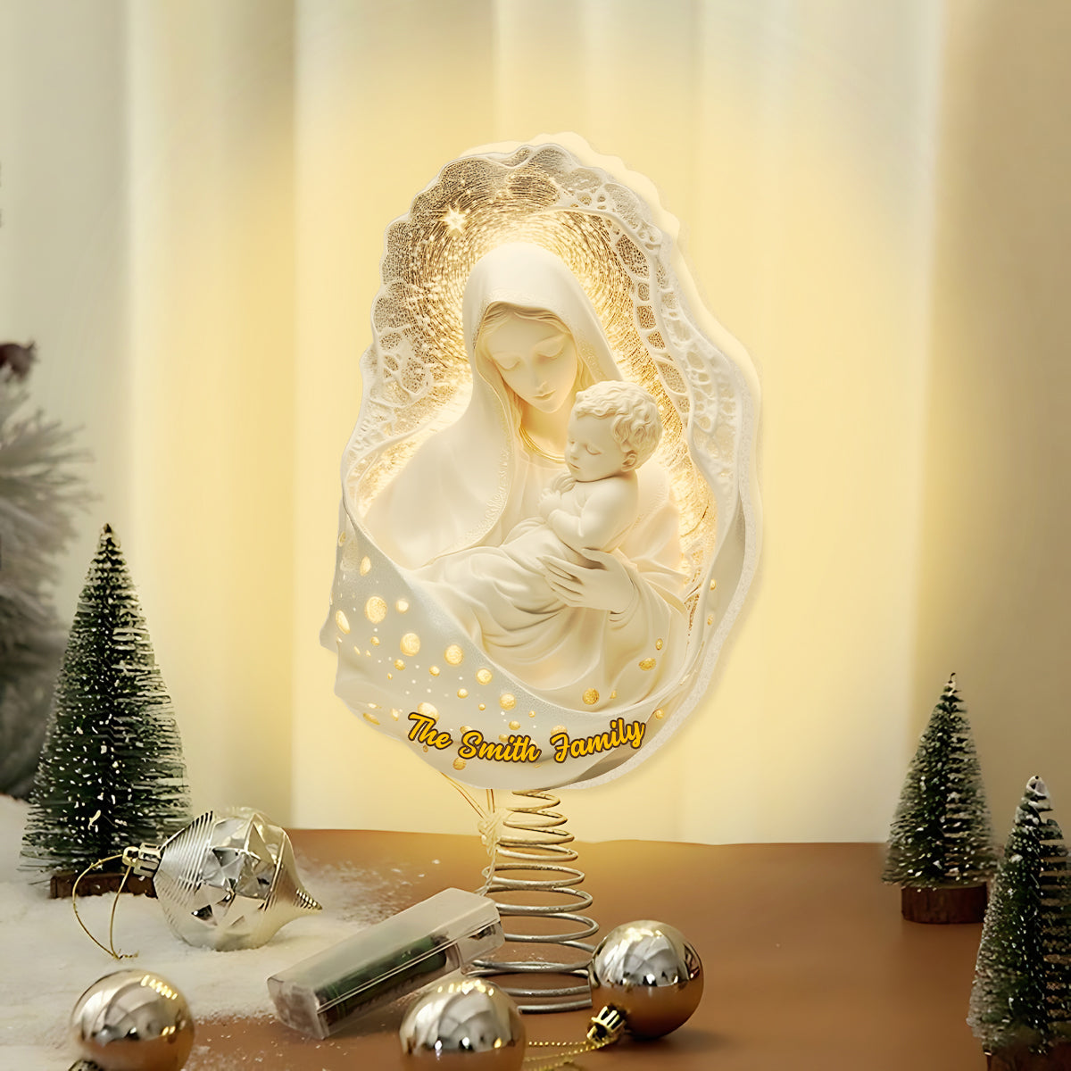 Mother Of God - Personalized Christian LED Light Tree Topper