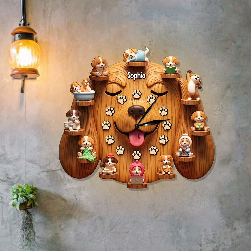 Cute Dogs - Personalized Dog LED Light Wall Clock