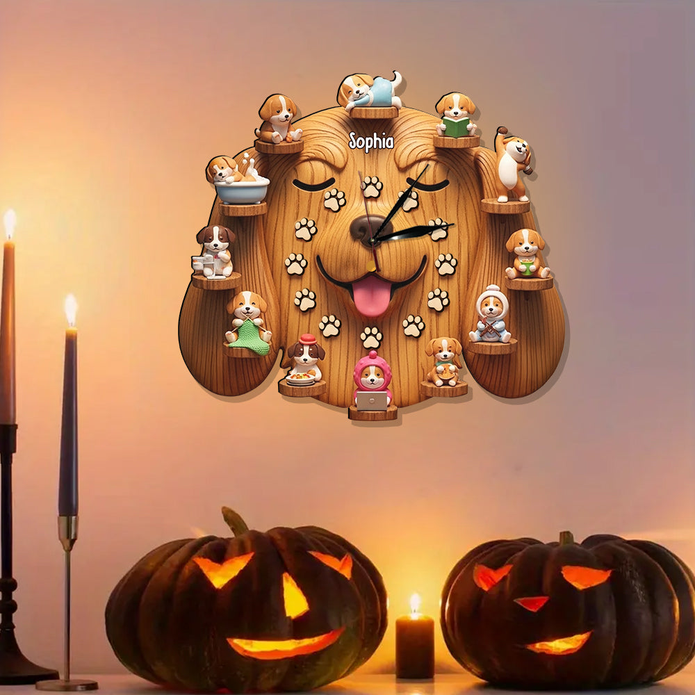 Cute Dogs - Personalized Dog LED Light Wall Clock