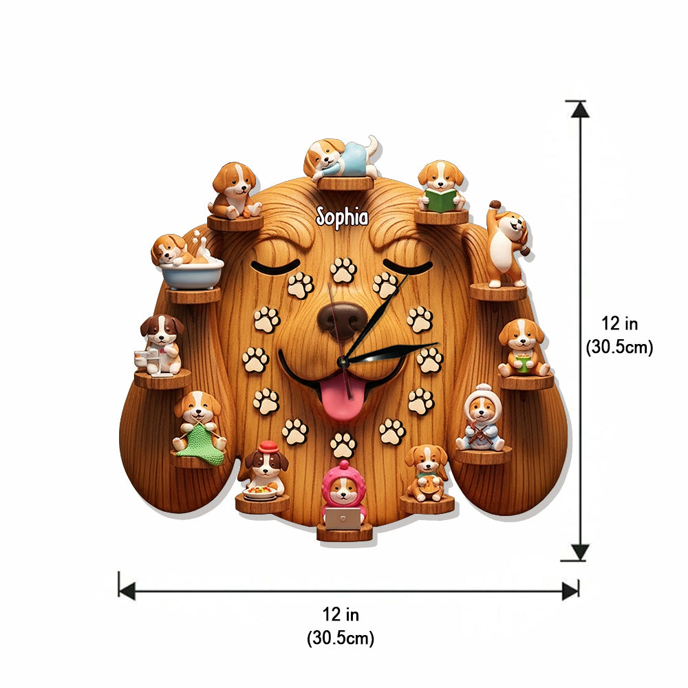 Cute Dogs - Personalized Dog LED Light Wall Clock