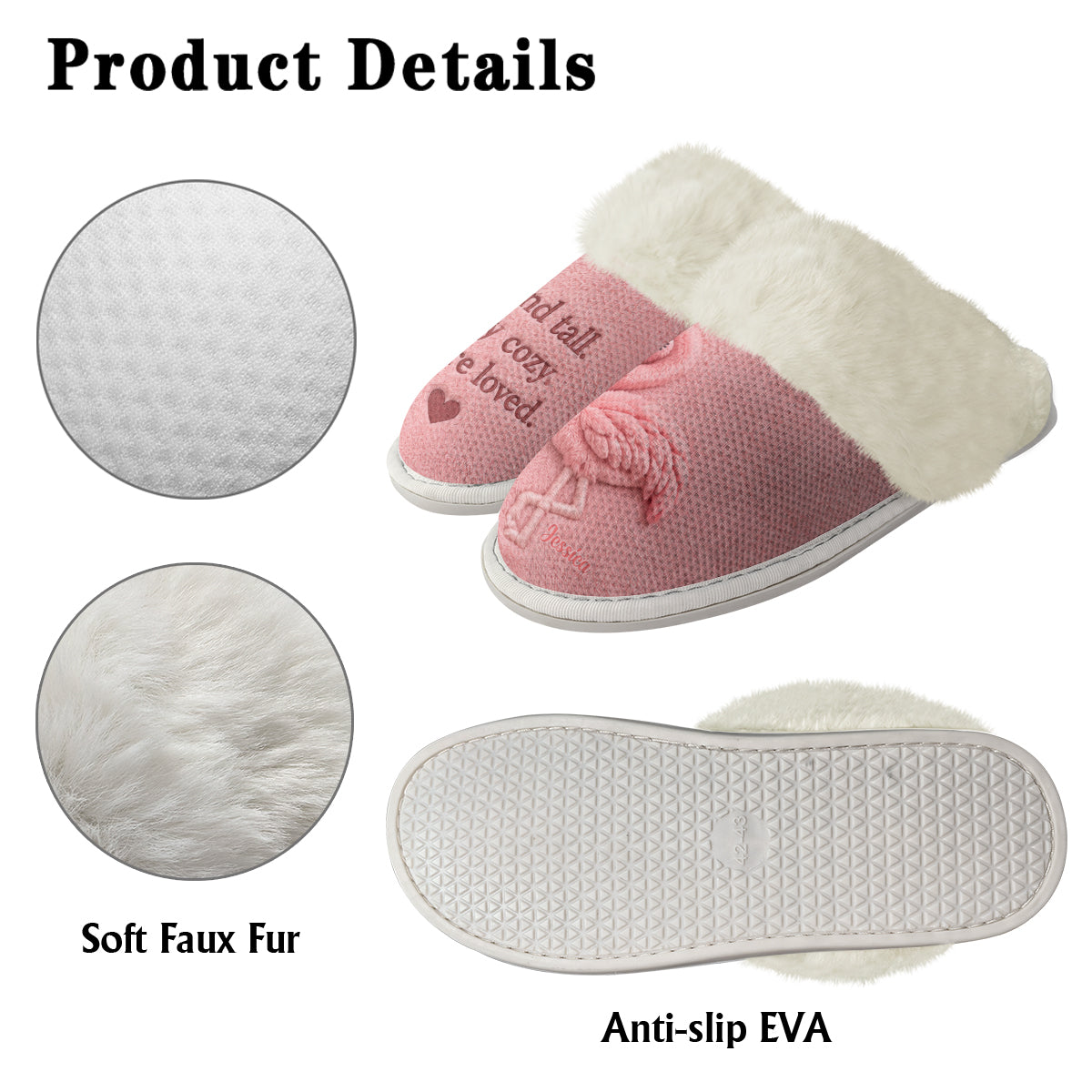 Emotional Support Flamingo - Personalized Flamingo Slippers With Fur Lining