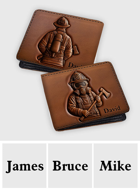 Fier d'appartenir au service des pompiers - Portefeuille en cuir personnalisé pour pompiers