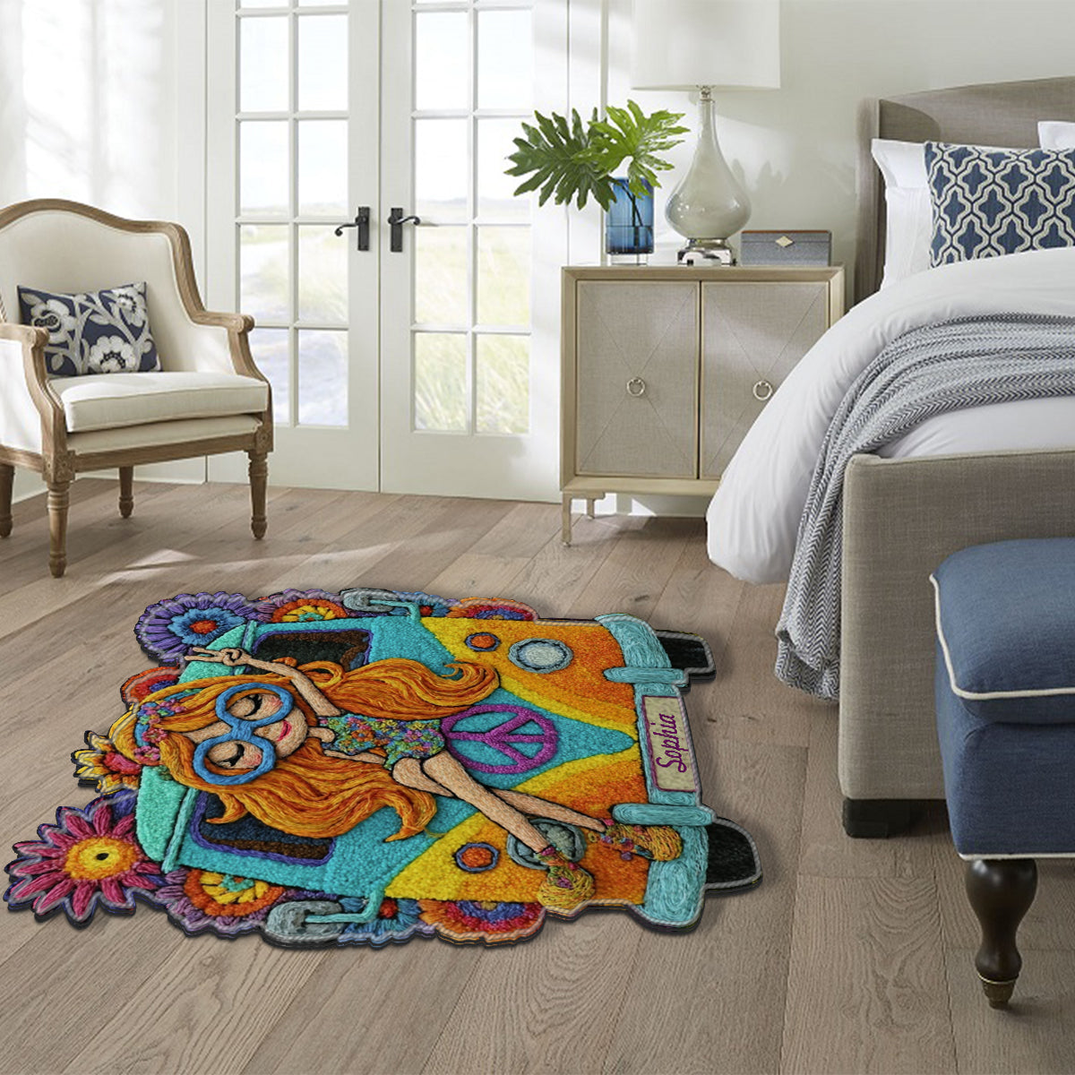 Hippie Girl - Personalized Hippie Non-Slip Tufted Rug