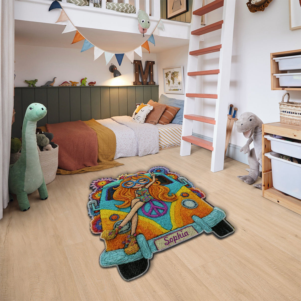 Hippie Girl - Personalized Hippie Non-Slip Tufted Rug