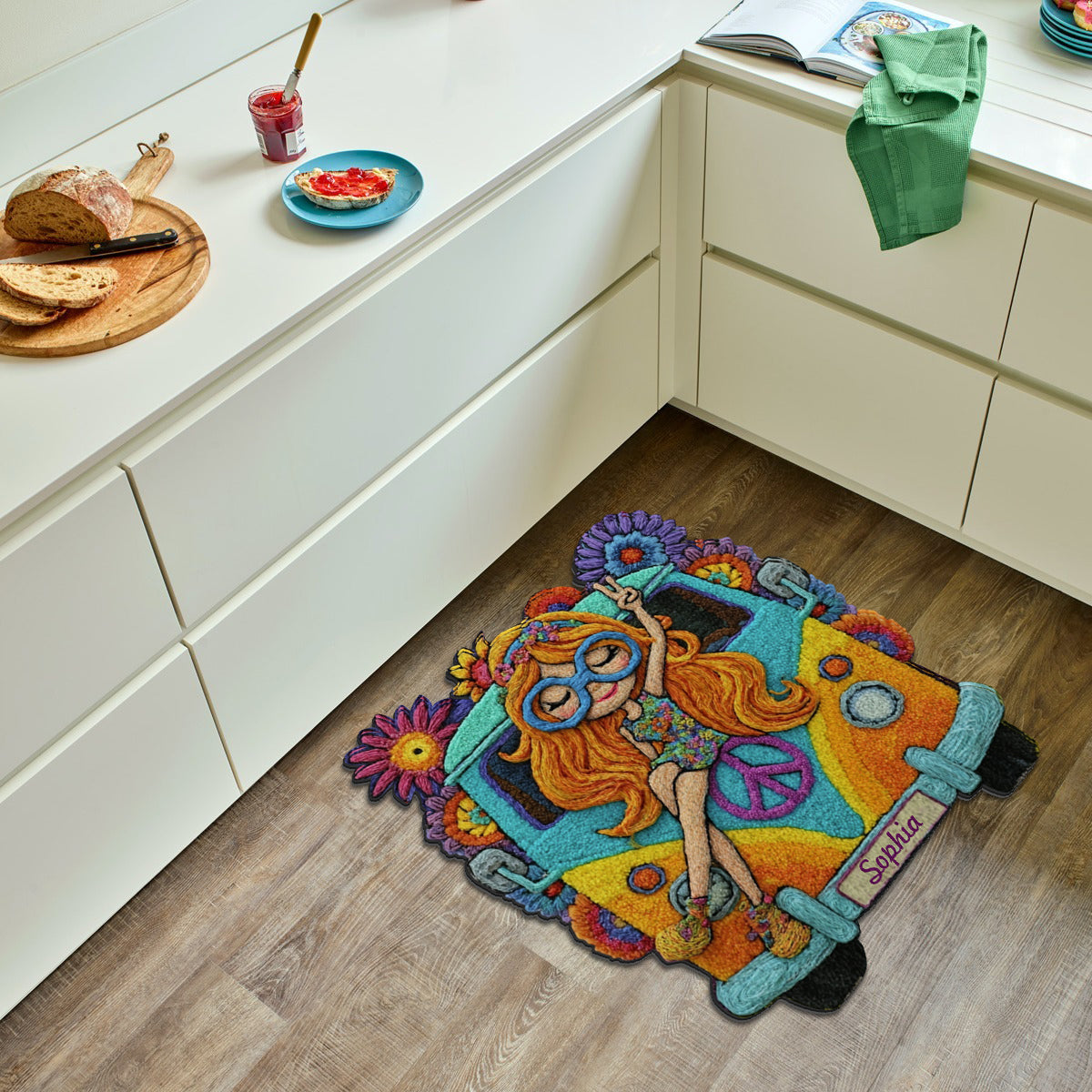 Hippie Girl - Personalized Hippie Non-Slip Tufted Rug