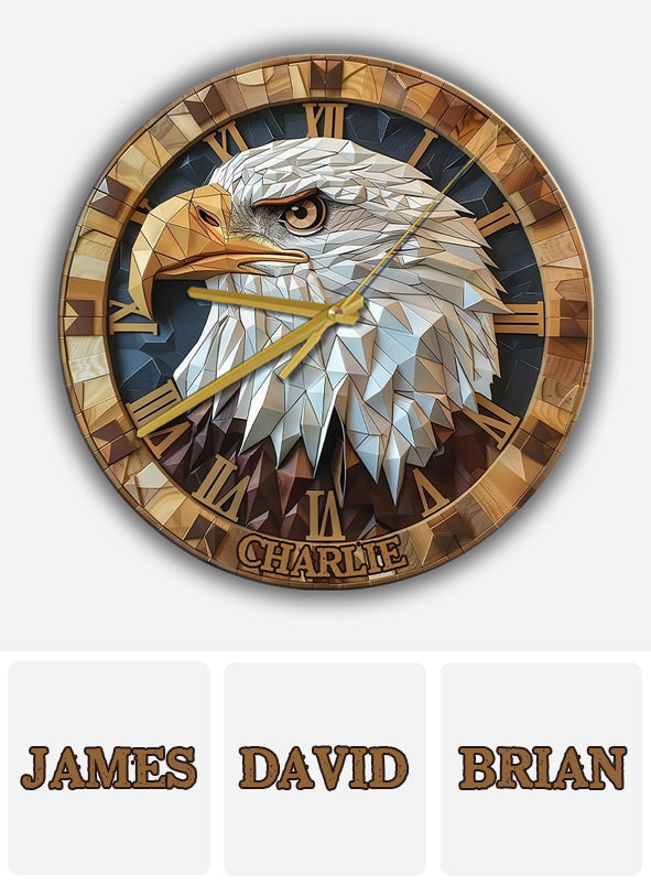 Horloge murale personnalisée Aigle à tête blanche « J’adore »