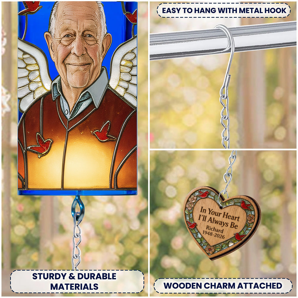 Hear The Wind And Think Of Me - Personalized Memorial Wine Bottle Wind Chime