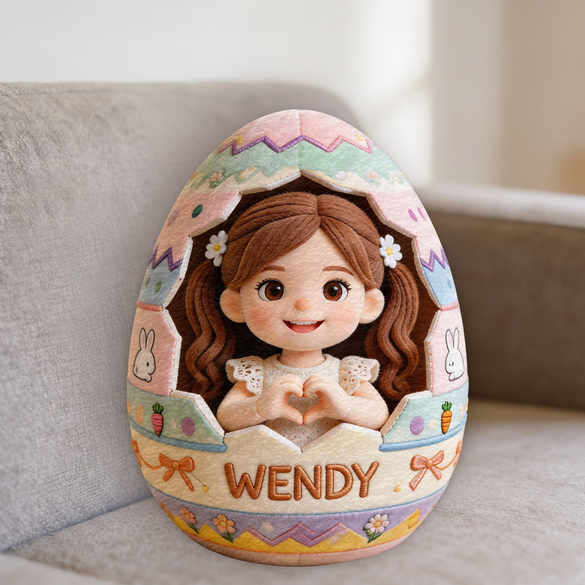 Custom Any Photo Peeking Kid Easter's Egg - Personalized Kid Premium Faux Fur Pillow