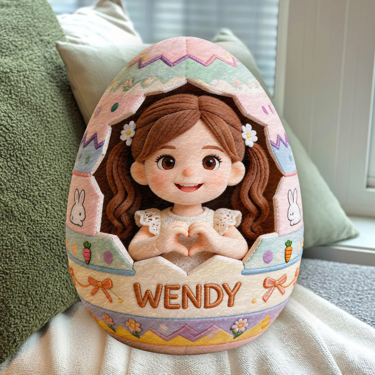 Custom Any Photo Peeking Kid Easter's Egg - Personalized Kid Premium Faux Fur Pillow