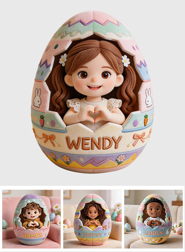 Custom Any Photo Peeking Kid Easter's Egg - Personalized Kid Premium Faux Fur Pillow