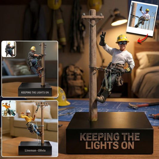 Lineman Climbing - Personalized Lineman Custom Shaped Acrylic Plaque