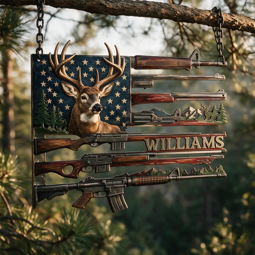 US Hunting Rifles - Personalized Hunting 3D Printed Cut Metal Sign