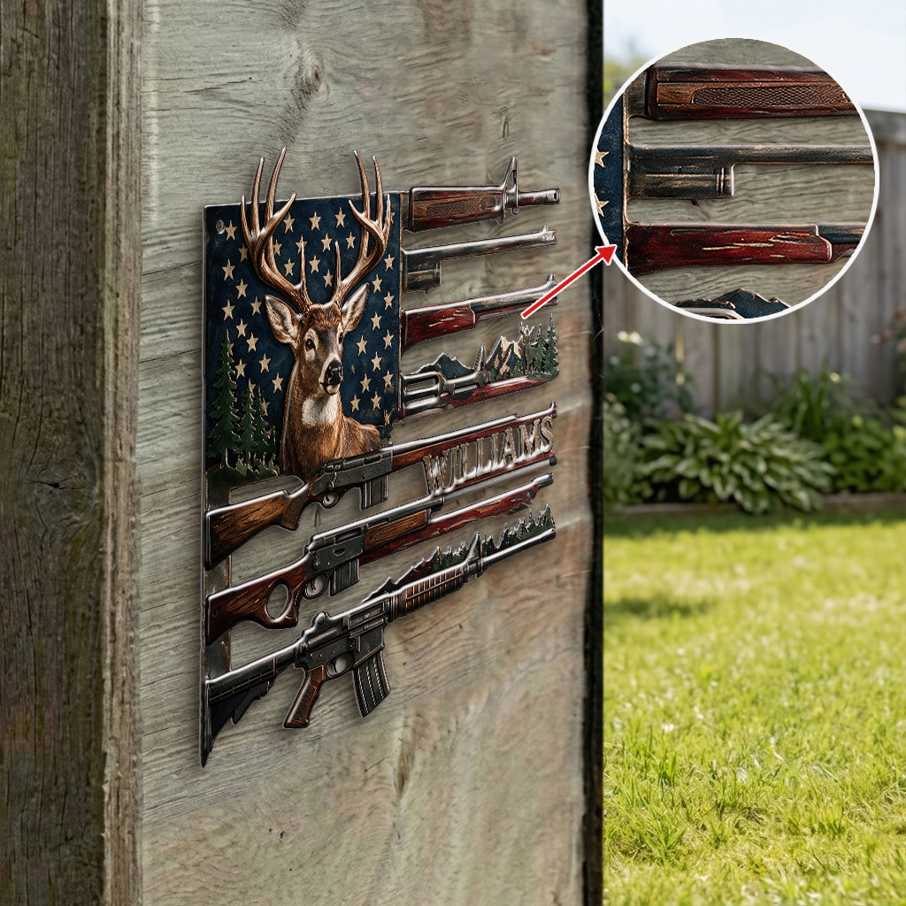 US Hunting Rifles - Personalized Hunting 3D Printed Cut Metal Sign