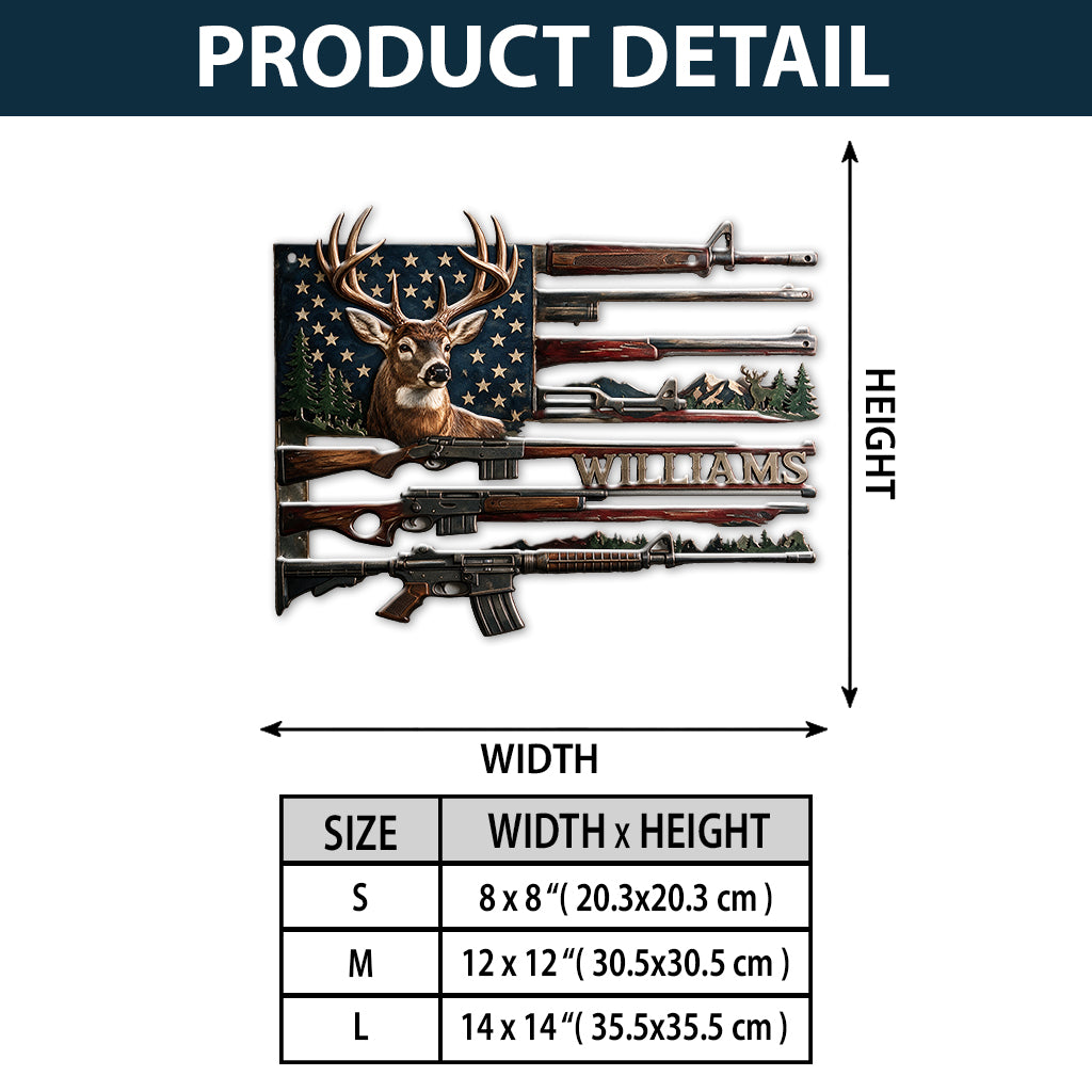 US Hunting Rifles - Personalized Hunting 3D Printed Cut Metal Sign