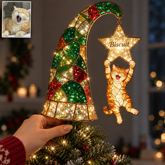 Troublemaker - Personalized Cat LED Light Tree Topper