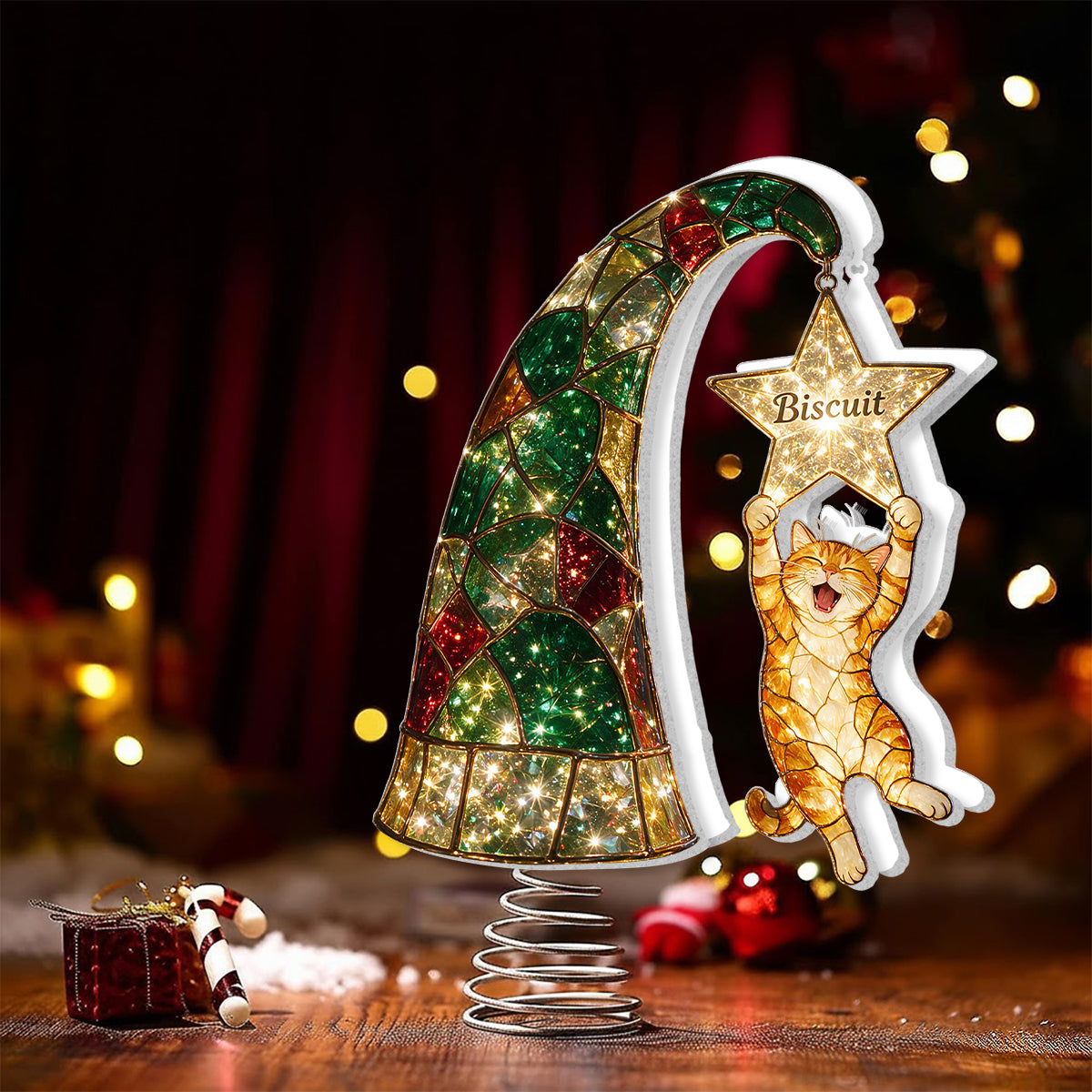 Troublemaker - Personalized Cat LED Light Tree Topper