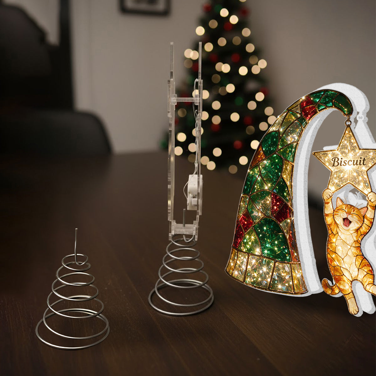 Troublemaker - Personalized Cat LED Light Tree Topper