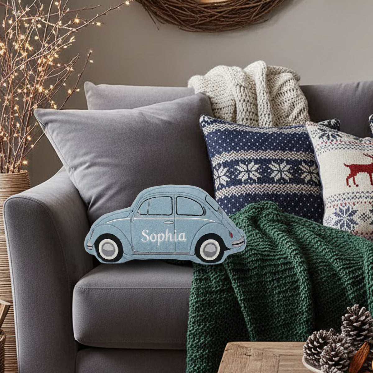 Custom Pillow For Car Lovers - Personalized Car Lover Faux Fur Shaped Pillow