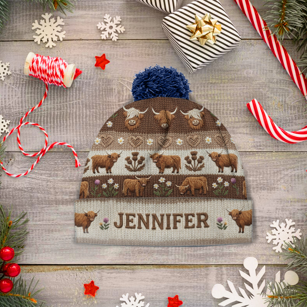 Vie à la ferme - Bonnet personnalisé vache des Highlands