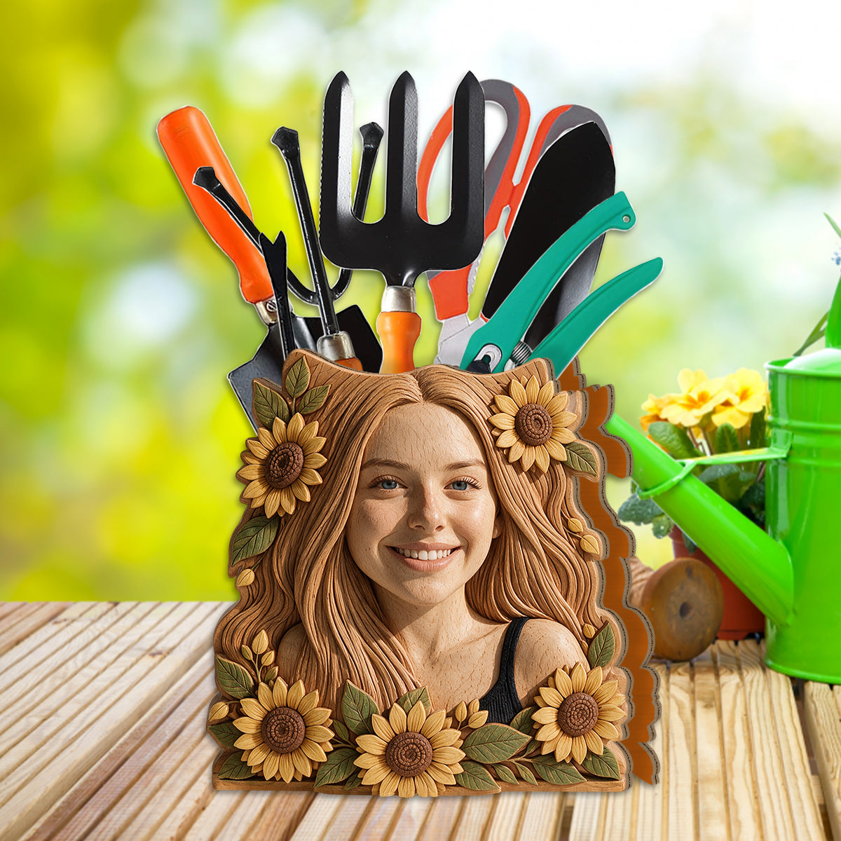 Makeup Brush Holder - Personalized Makeup Wooden Desk Organizer