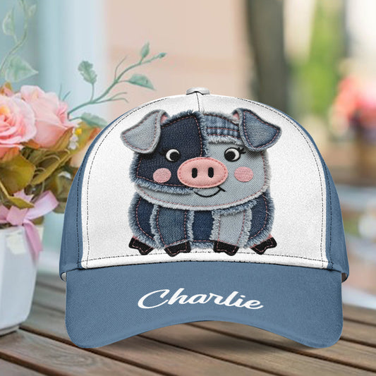 Cute Pig Denim Fabric Patches - Personalized Pig Lover Classic Cap