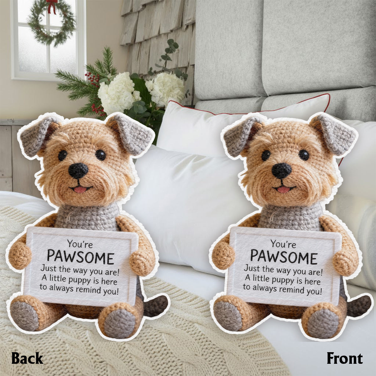 Cadeau de soutien émotionnel - Coussin personnalisé en fausse fourrure en forme de chien