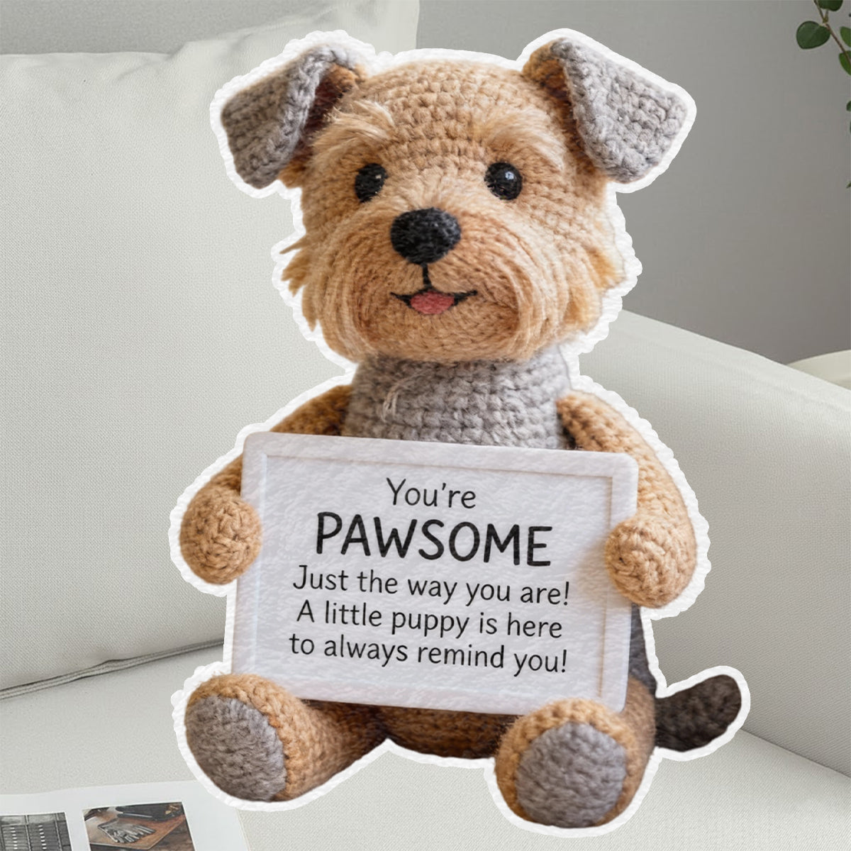 Cadeau de soutien émotionnel - Coussin personnalisé en fausse fourrure en forme de chien