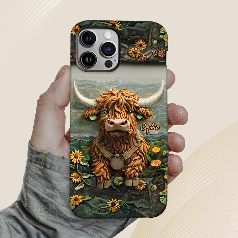 Coque de téléphone personnalisée avec imprimé vache des Highlands - Mignonne vache des Highlands