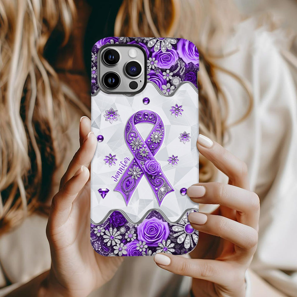 Sensibilisation au cancer - Coque de téléphone personnalisée avec impression intégrale sur la sensibilisation au cancer du pancréas