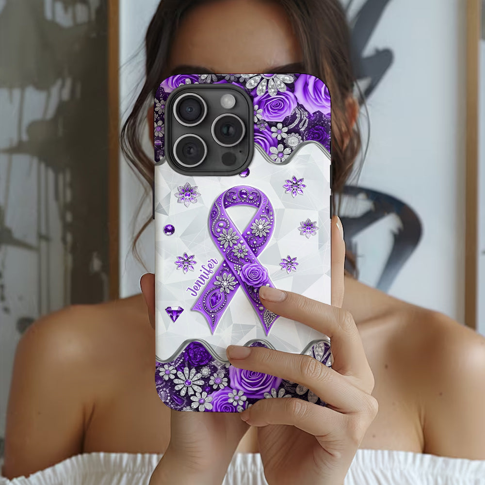 Sensibilisation au cancer - Coque de téléphone personnalisée avec impression intégrale sur la sensibilisation au cancer du pancréas