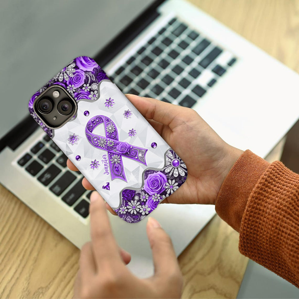 Sensibilisation au cancer - Coque de téléphone personnalisée avec impression intégrale sur la sensibilisation au cancer du pancréas