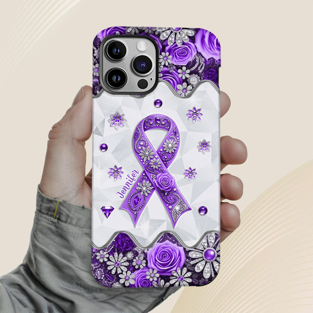Sensibilisation au cancer - Coque de téléphone personnalisée avec impression intégrale sur la sensibilisation au cancer du pancréas