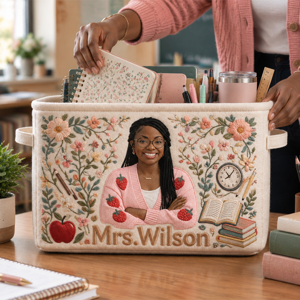 Custom From Any Photo - Personalized Teacher Rectangle Storage Basket