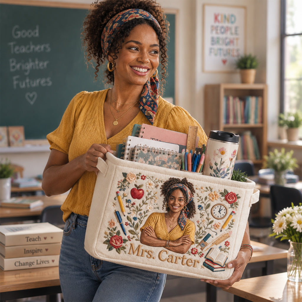 Custom From Any Photo - Personalized Teacher Rectangle Storage Basket