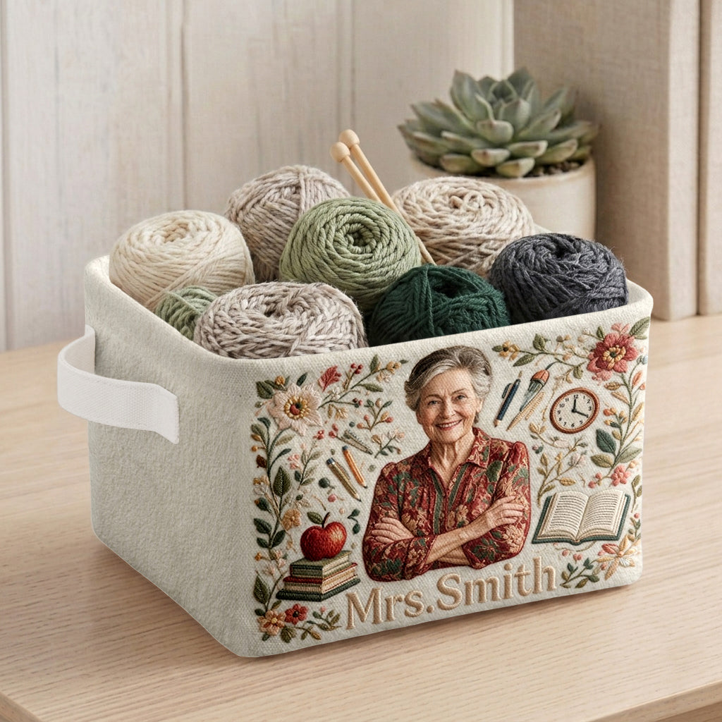 Custom From Any Photo - Personalized Teacher Rectangle Storage Basket