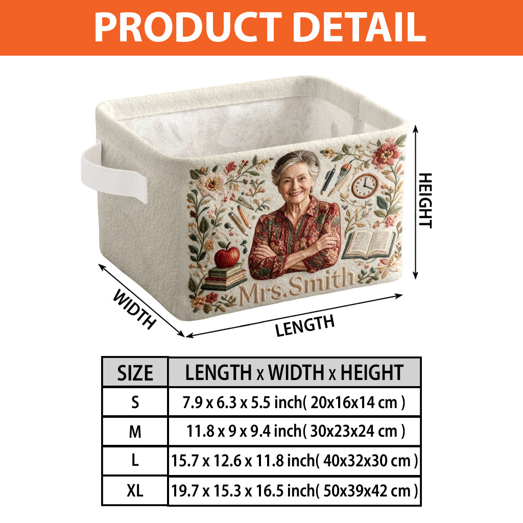 Custom From Any Photo - Personalized Teacher Rectangle Storage Basket