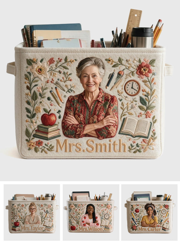 Custom From Any Photo - Personalized Teacher Rectangle Storage Basket