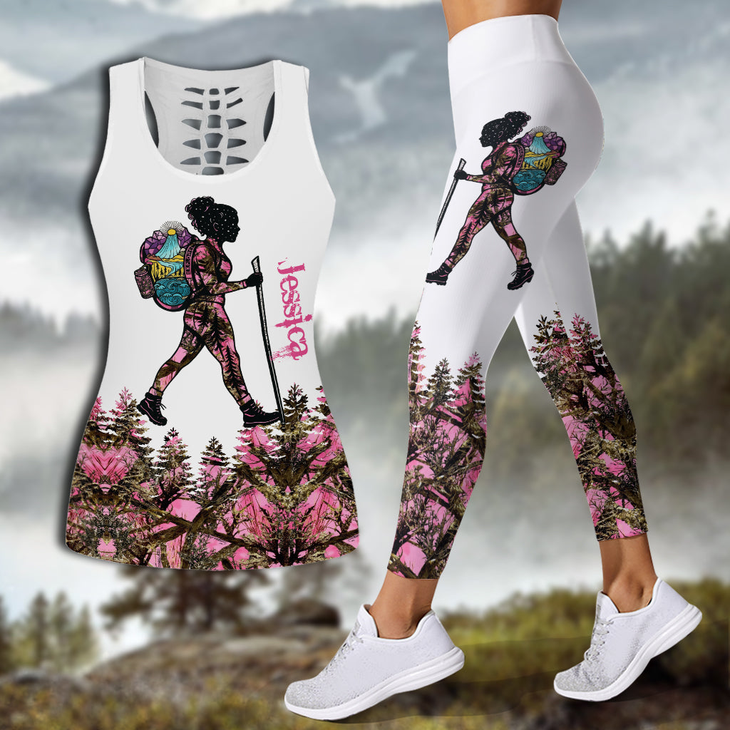 Hiking Girl - Personalized Hiking Hollow Tank Top and Leggings