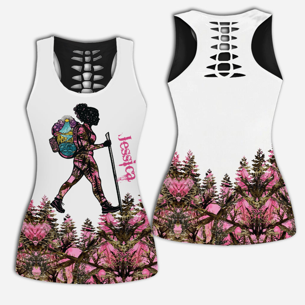 Hiking Girl - Personalized Hiking Hollow Tank Top and Leggings