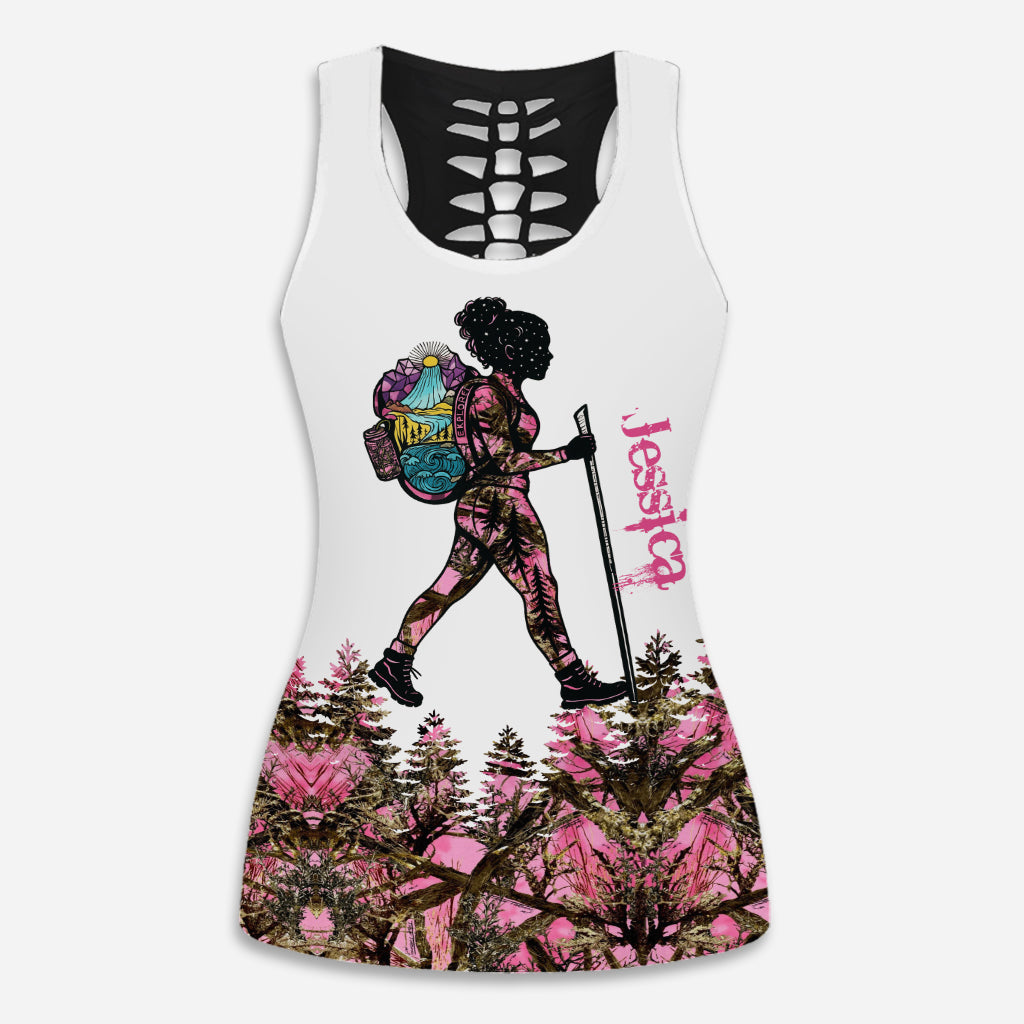 Hiking Girl - Personalized Hiking Hollow Tank Top and Leggings