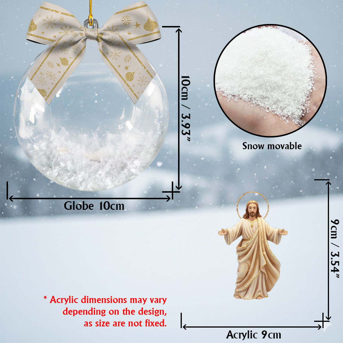 « Arrêtez et sachez que je suis Dieu » - Boule à neige chrétienne personnalisée avec nœud