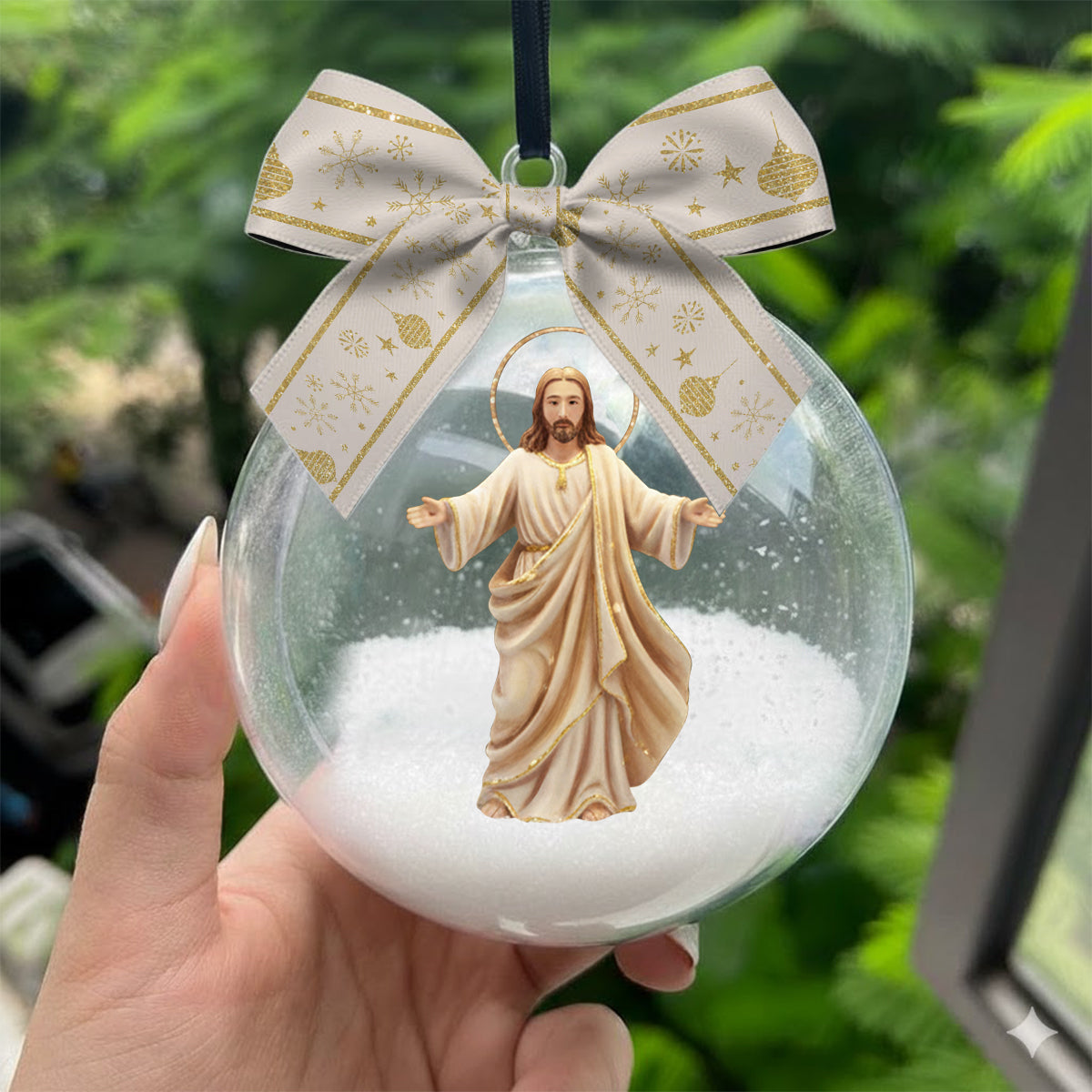 « Arrêtez et sachez que je suis Dieu » - Boule à neige chrétienne personnalisée avec nœud