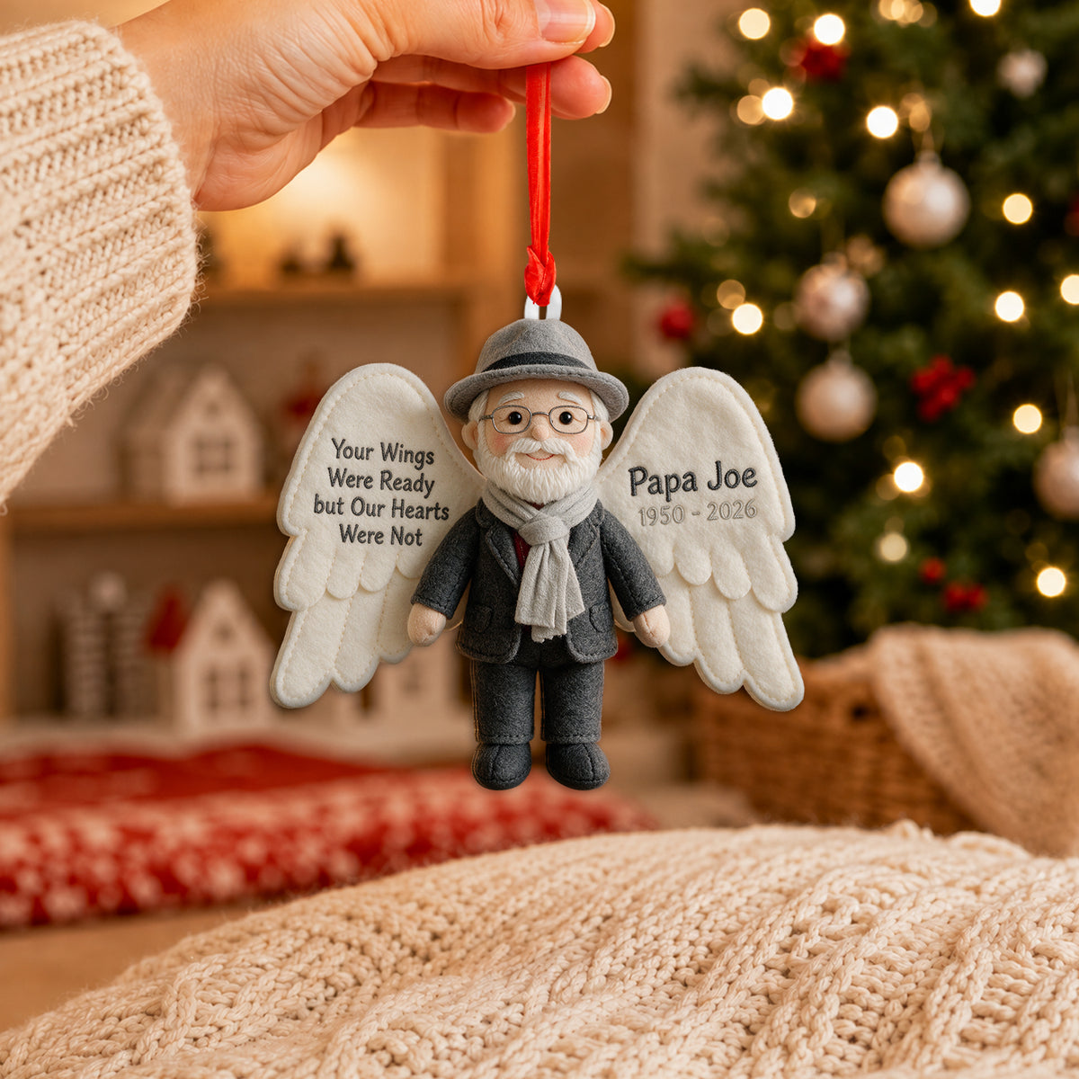 Your Wings Were Ready but Our Hearts Were Not - Personalized Memorial Plush Ornament
