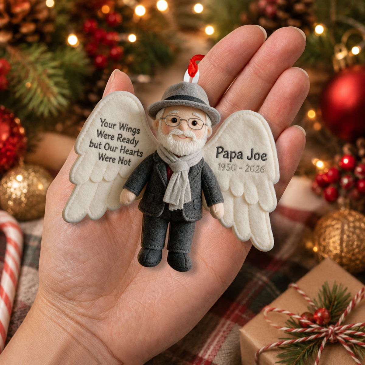 Your Wings Were Ready but Our Hearts Were Not - Personalized Memorial Plush Ornament
