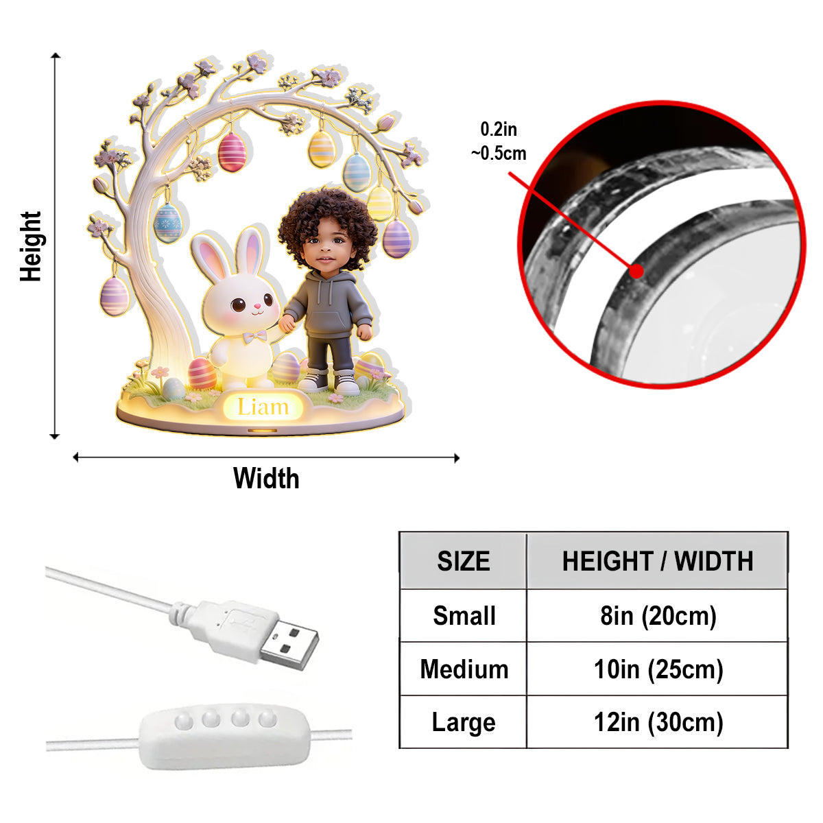 Custom Any Photo Best Easter Gift - Personalized Kid Acrylic LED Night Light