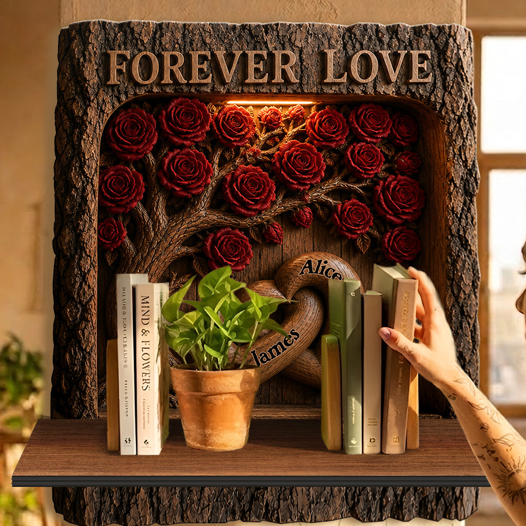Forever Love - Personalized Couple Wooden Floating Shelf