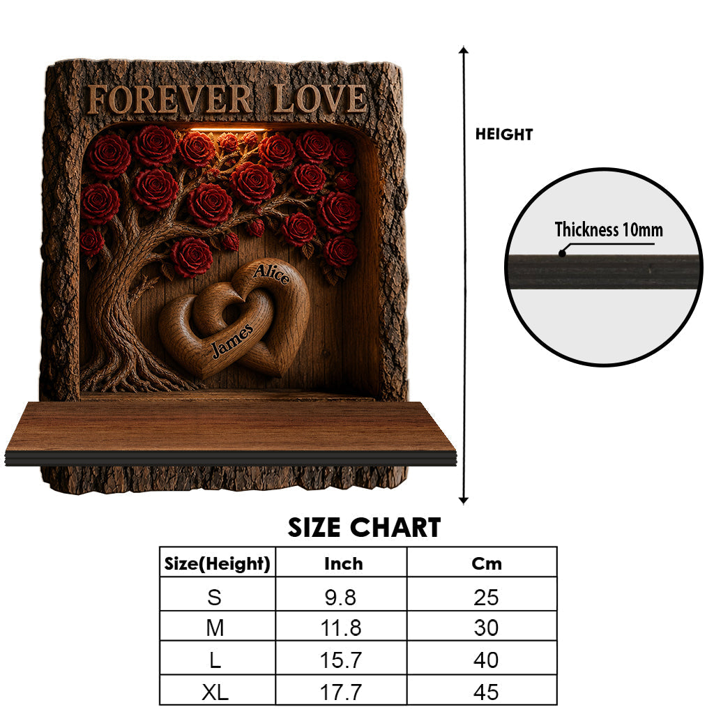 Forever Love - Personalized Couple Wooden Floating Shelf